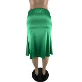 EVE Sexy Silk Satin High Waist Midi Skirt MN-9329