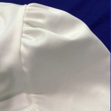 EVE Solid Puff Sleeve Pleated Mini Dress MEI-9237