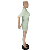 EVE Solid V Neck Short Sleeve Mini Dress+Cropped Vest 2 Piece Sets NM-8502