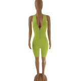 EVE Solid Color Sleeveless Skinny Zip Rompers GWPF-0031
