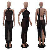 EVE Sexy Seaside Backless Long Dress+Thong 2 Piece Sets AL-275