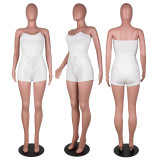 EVE Solid Strapless Bodysuit+Shorts 2 Piece Sets MA-Y441
