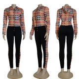 EVE Plaid Print Hooded Zipper Two Piece Sets CY-2635