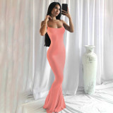 EVE Plus Size Solid Spaghetti Strap Maxi Dress SH-390281