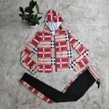 EVE Plaid Print Hooded Zipper Two Piece Sets CY-2635