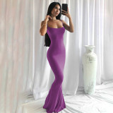 EVE Plus Size Solid Spaghetti Strap Maxi Dress SH-390281