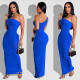 EVE Fashion Sexy Single Shoulder Hollow Solid Color Maxi Dress YD-8577