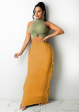 EVE Fashion Solid Color Tassel Maxi Skirt MTY-6538P