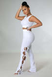 EVE Solid Color Vest Hollow Lace-up Pants Two Piece Sets LX-6925
