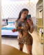 EVE Leopard Lace-Up Hollow Out Sleeveless Mini Dress JZHF-8108