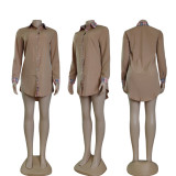 EVE Plaid Patchwork Long Sleeve Shirt Dress CY-7105