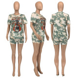 EVE Fashion Casual Print Short Sleeve Shorts Two Piece Set GLF-10090