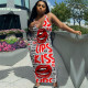 EVE Plus Size Lip Letter Print Sleeveless Maxi Dress GHF-096