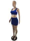 EVE Velvet Solid Color Vest And Mini Skirt Two Piece Sets ML-7473