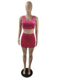 EVE Velvet Solid Color Vest And Mini Skirt Two Piece Sets ML-7473