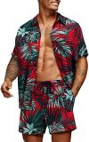 EVE Short Loose Hawaiian Print Casual Shirt Set FLZH-ZT165-ZK81