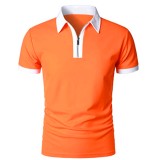 EVE Men's Short Sleeve Slim Fit Zip Lapel Pullover Polo FLZH-ZT157