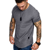 EVE Men's Casual Fashion Solid Color Short Sleeve T-Shirt FLZH-ZT139