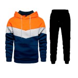 EVE Men's Casual Color Block Hooded Sweatshirt Two-Piece Pants Sets FLZH-ZW105-ZK33