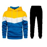 EVE Men's Casual Color Block Hooded Sweatshirt Two-Piece Pants Sets FLZH-ZW105-ZK33