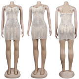EVE Plus Size Hot Drilling Spaghetti Strap Club Dress NY-2379