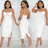EVE Sexy Hot Drlling Hollow Out Sling Midi Dress BY-5657