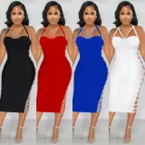 EVE Sexy Hot Drlling Hollow Out Sling Midi Dress BY-5657
