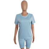 EVE Solid T Shirt And Shorts 2 Piece Sets LSD-83666