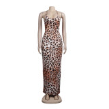 EVE Printed Leopard Backless Long Dress FSXF-F342