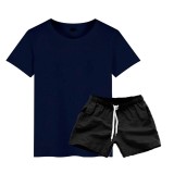 EVE Men's Short Sleeve Fashion T-Shirt Two Piece Shorts Set FLZH-ZT129-ZK70