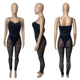EVE Sexy Sling Bodysuit+Lace Pants Two Piece Sets ME-8074