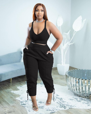 EVE Plus Size Solid Cami Top And Pants 2 Piece Sets SLF-7047