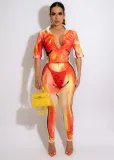 EVE Sexy Printed Half Sleeve Two Piece Pants Sets ZSD-0472