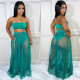 EVE Sexy Tube Top+Perspective Maxi Skirt+Briefs 3 Piece Sets SH-390301