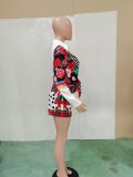 EVE Floral Print Long Sleeve Shirt And Shorts 2 Piece Sets BN-B836