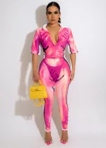 EVE Sexy Printed Half Sleeve Two Piece Pants Sets ZSD-0472