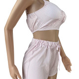 EVE Striped Camisole Shirt Shorts Three Piece Sets CH-8215