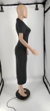 EVE Solid Short Sleeve Split Maxi Dress IV-8295