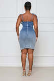 EVE Denim Spaghetti Strap Bodycon Mini Dress LX-6927