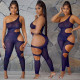EVE Sexy Mesh One Shoulder Hollow Out Jumpsuit JZHF-8112