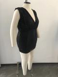 EVE Plus Size Sequined Sleeveless Open-Back Mini Dress OSM2-5301
