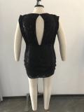 EVE Plus Size Sequined Sleeveless Open-Back Mini Dress OSM2-5301