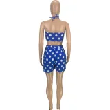 EVE Polka Dot Print Vacation Two Piece Shorts Sets MEI-9253