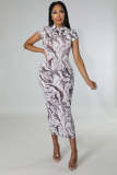EVE Casual Printed Short Sleeve Maxi Dress BYMF-60991