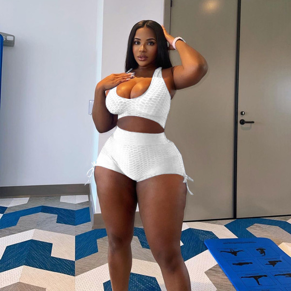 EVE Plus Size Tank Top And Shorts Two Piece Sets WPF-80618