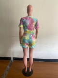 EVE Plus Size Tie Dye Print Two Piece Shorts Suits OM-1319
