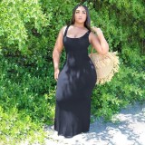 EVE Plus Size Casual Solid Color Sleeveless Maxi Dress XYKF-9032