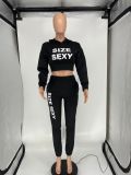 EVE Letter Printed Fashion Long Sleeve Hooded Two-piece Pants Set XYKF-9018