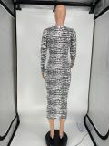 EVE Fashion Print Slim Long Sleeve Dress XYKF-9008