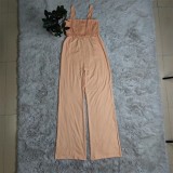 EVE Solid High Waist Sleeve Strap Jumpsuit CY-6010